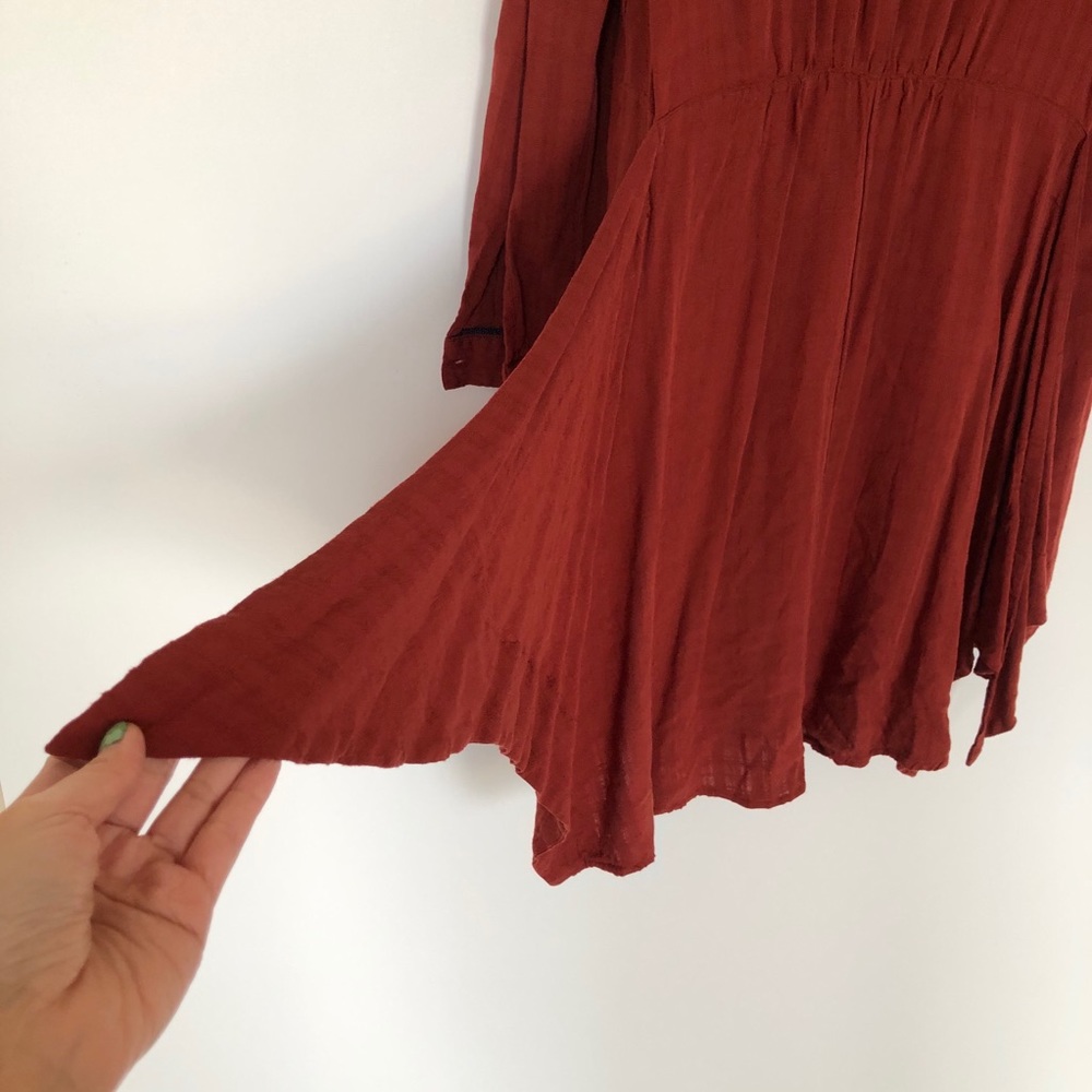 Maeve Anthropologie long half button tunic rust - Picture 6 of 10